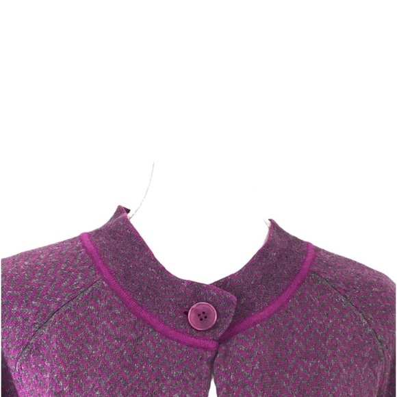 TALBOTS Wool Blend Chevron Cardigan Sweater in Purple and Gray Size Medium - Picture 3 of 5